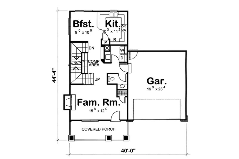 Home Plan - Floor Plan - Main Floor for Craftsman House Plan #20-1217 - 3 bed, 2.5 bath