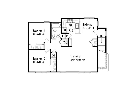 Floor Plan - Upper Floor for Traditional House Plan #22-403 - 2 bed, 1 bath
