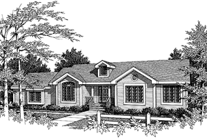 Architectural House Design - Exterior - Front Elevation for Ranch House Plan #456-70 - 3 bed, 2 bath