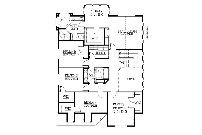 Home Plan - Floor Plan - Upper Floor for Craftsman House Plan #132-420 - 4 bed, 2 bath