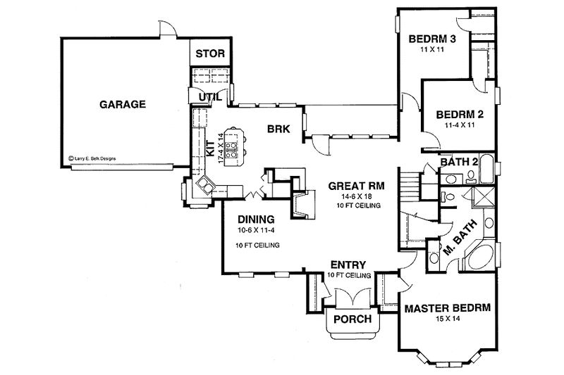 House Design - Floor Plan - Main Floor for Traditional House Plan #952-58 - 3 bed, 2 bath