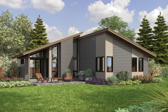Exterior - Rear Elevation for Contemporary House Plan #48-1057 - 3 bed, 2 bath