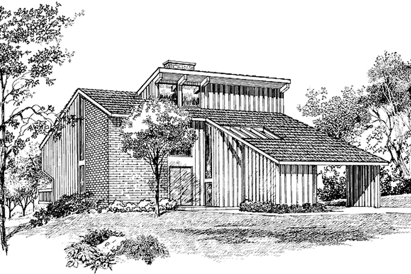 House Blueprint - Contemporary Exterior - Front Elevation Plan #72-641