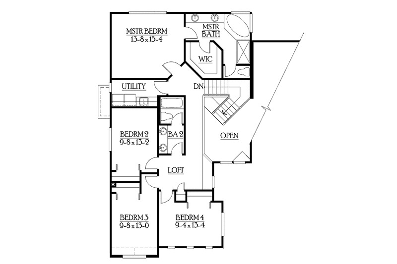 Home Plan - Floor Plan - Upper Floor for Craftsman House Plan #132-297 - 4 bed, 2.5 bath