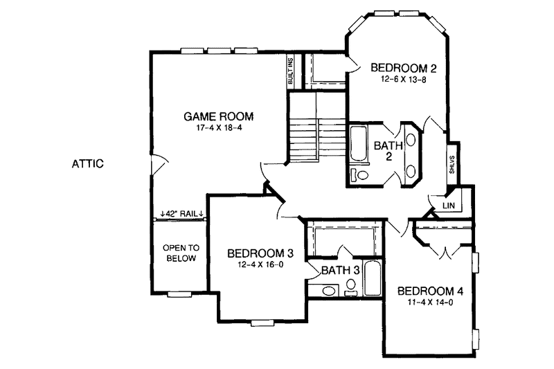 Architectural House Design - Floor Plan - Upper Floor for Mediterranean House Plan #952-143 - 4 bed, 3.5 bath