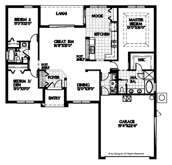 House Plan Design - Mediterranean Floor Plan - Main Floor Plan #999-98