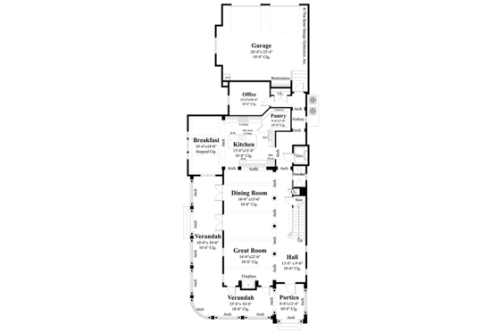 Floor Plan - Main Floor for Classical House Plan #930-460 - 3 bed, 4.5 bath