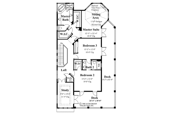 Floor Plan - Upper Floor for Mediterranean House Plan #930-139 - 3 bed, 2.5 bath