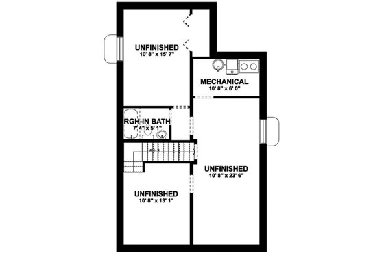 Floor Plan - Lower Floor for Cabin House Plan #126-188 - 3 bed, 2 bath