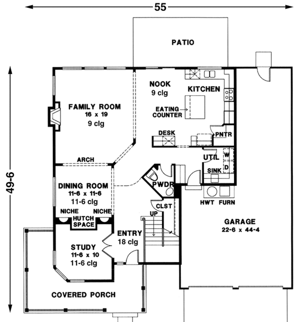 Dream House Plan - Country Floor Plan - Main Floor Plan #966-46