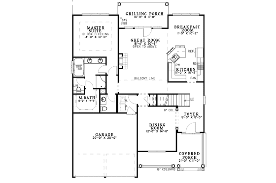Floor Plan - Main Floor for Country House Plan #17-3080 - 4 bed, 2.5 bath