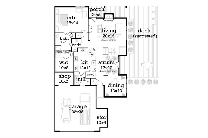 Home Plan - Floor Plan - Main Floor for Traditional House Plan #45-473 - 3 bed, 2.5 bath
