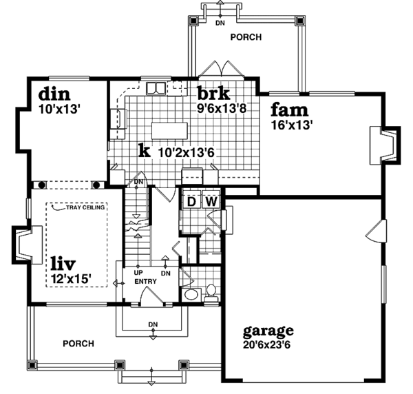 House Design - Craftsman Floor Plan - Main Floor Plan #47-950