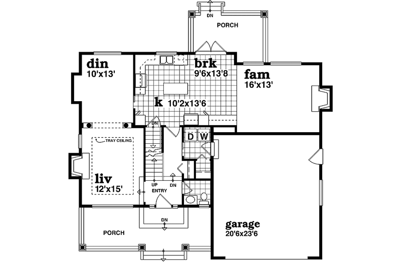 Home Plan - Floor Plan - Main Floor for Craftsman House Plan #47-950 - 4 bed, 2.5 bath