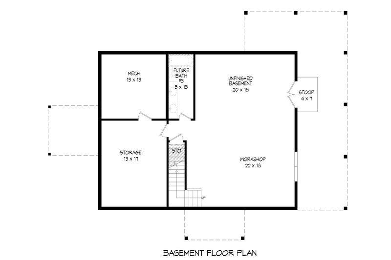Home Plan - Floor Plan - Lower Floor for Traditional House Plan #932-446 - 3 bed, 2 bath