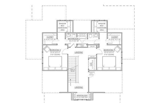 Floor Plan - Upper Floor for Farmhouse House Plan #1094-8 - 4 bed, 3.5 bath