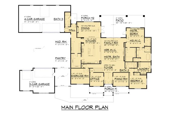 Floor Plan - Main Floor for Farmhouse House Plan #1066-287 - 7 bed, 6 bath