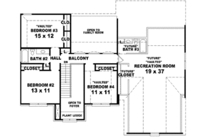 Floor Plan - Upper Floor for Traditional House Plan #81-907 - 4 bed, 2.5 bath