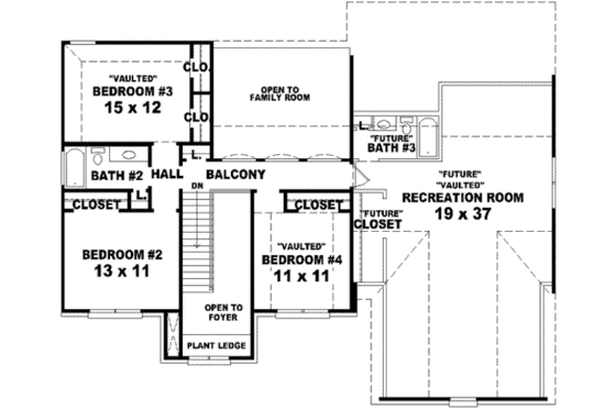 Floor Plan - Upper Floor for Traditional House Plan #81-907 - 4 bed, 2.5 bath