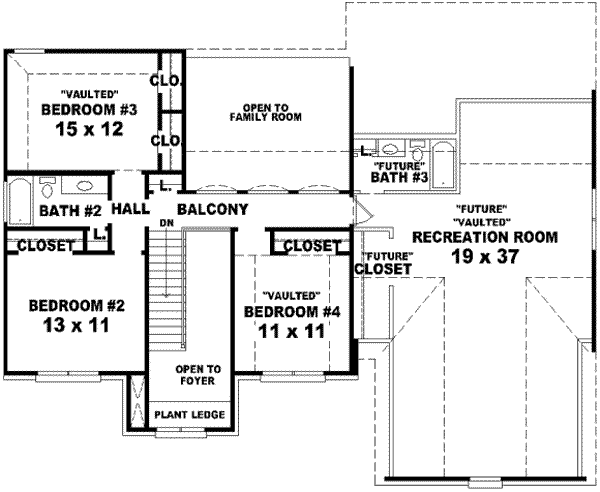 Traditional Floor Plan - Upper Floor Plan #81-907