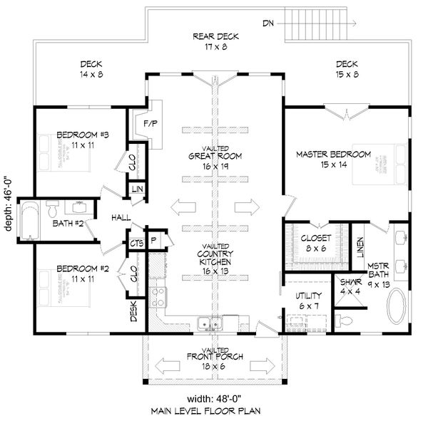 Country Floor Plan - Main Floor Plan #932-305