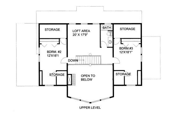 Floor Plan - Upper Floor for Craftsman House Plan #117-1104 - 3 bed, 2.5 bath