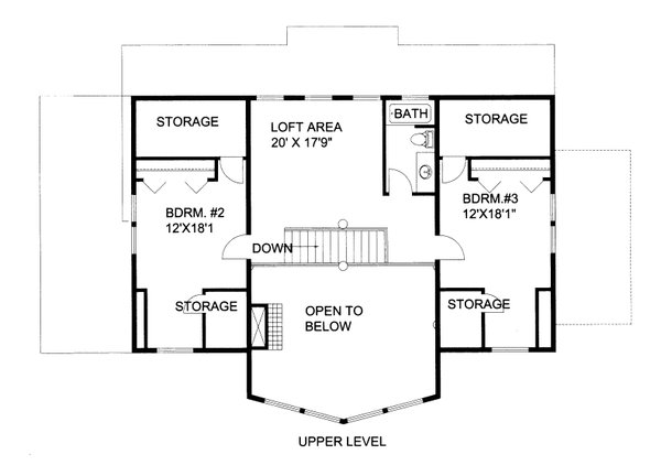 Architectural House Design - Floor Plan - Upper Floor for Craftsman House Plan #117-1104 - 3 bed, 2.5 bath