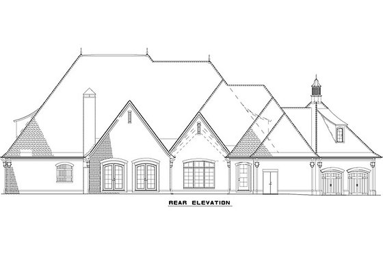 Exterior - Rear Elevation for European House Plan #17-2507 - 6 bed, 6 bath