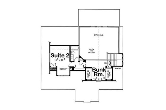 Country house plan design, upper level floor plan
