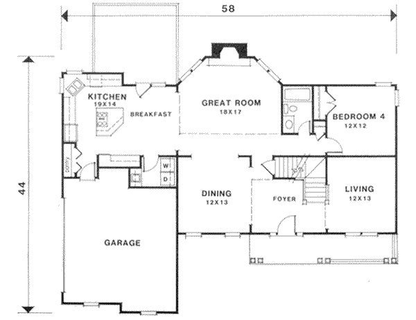 Home Plan - Traditional Floor Plan - Main Floor Plan #129-119