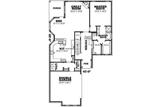 Floor Plan - Main Floor for European House Plan #34-195 - 3 bed, 2.5 bath