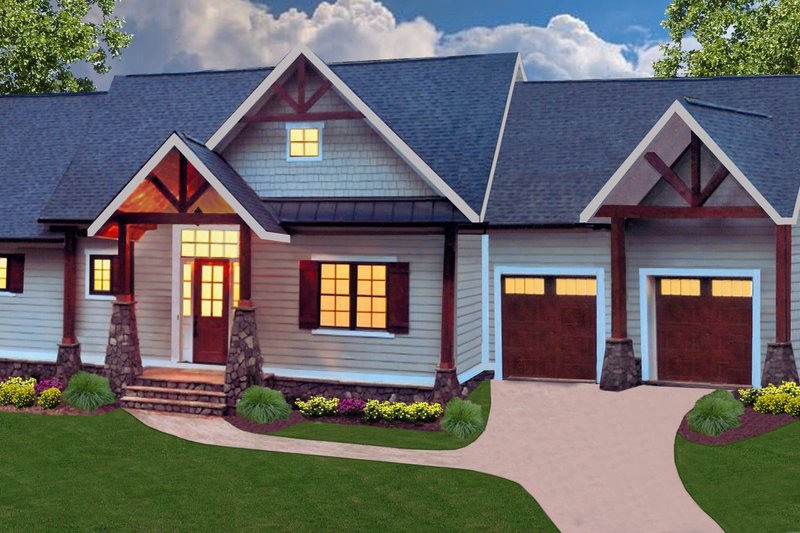 Dream House Plan - Craftsman Exterior - Front Elevation Plan #54-441