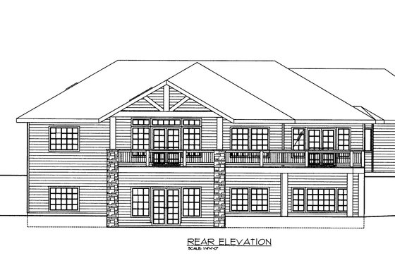 Exterior - Rear Elevation for Traditional House Plan #117-1101 - 3 bed, 3 bath