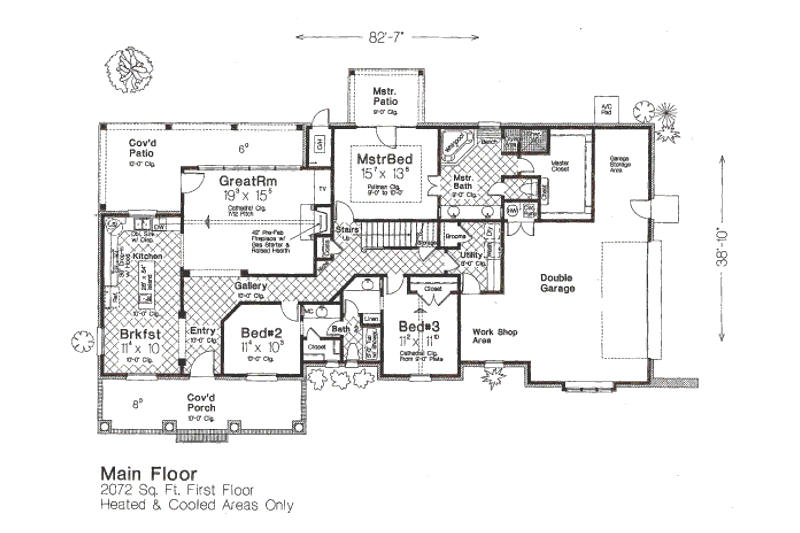 Dream House Plan - Floor Plan - Main Floor for European House Plan #310-649 - 3 bed, 2 bath