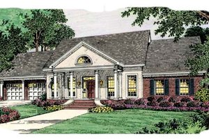 Southern Exterior - Front Elevation Plan #406-257