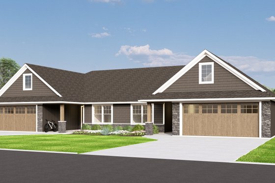 Exterior - Front Elevation 3 for Craftsman House Plan #1064-38 - 3 bed, 2 bath