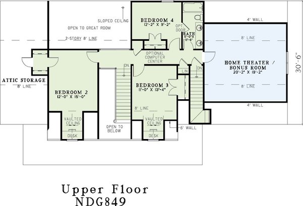 Home Plan - Traditional Floor Plan - Upper Floor Plan #17-1179