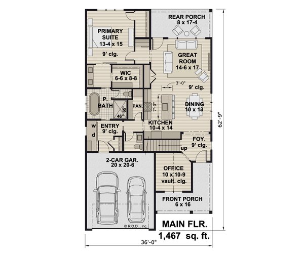House Blueprint - Farmhouse Floor Plan - Main Floor Plan #51-1482