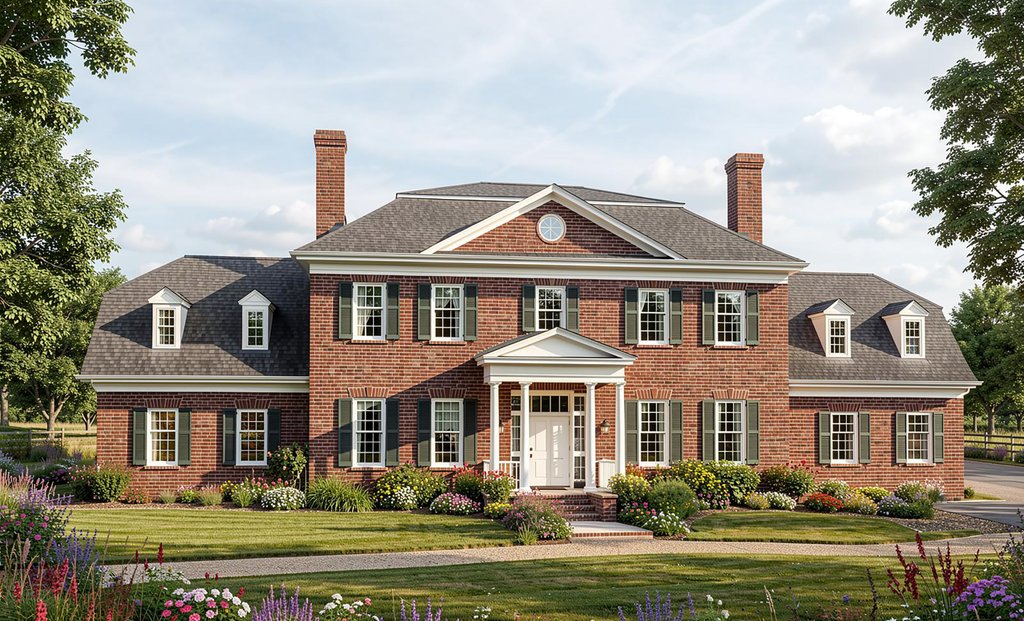 Exterior - Front Elevation 2 for Classical House Plan #137-158 - 4 bed, 3 bath