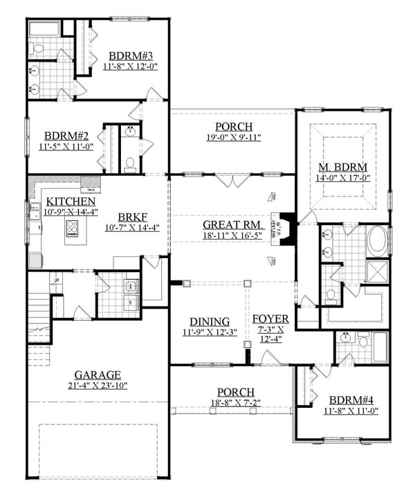 House Design - Ranch Floor Plan - Main Floor Plan #1071-21