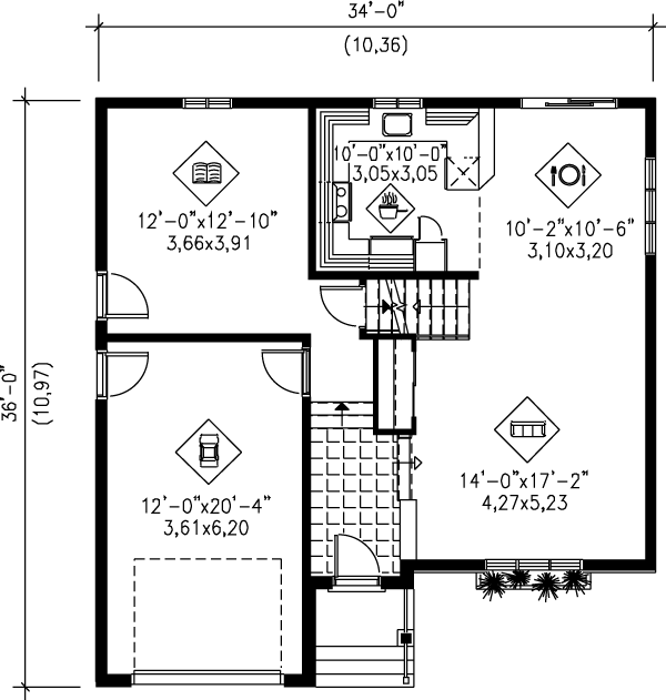 European Floor Plan - Main Floor Plan #25-312