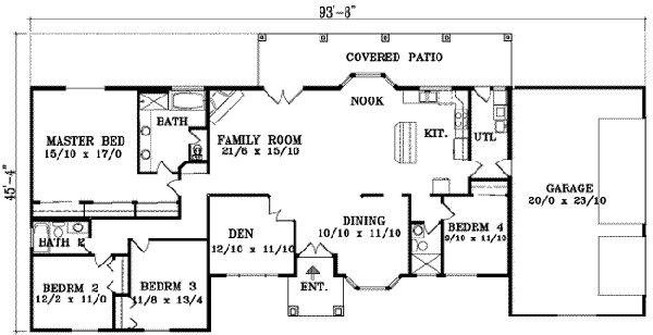 Adobe / Southwestern Floor Plan - Main Floor Plan #1-1456