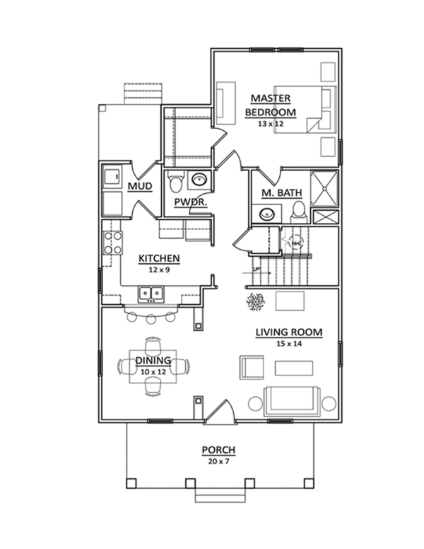 Architectural House Design - Craftsman Floor Plan - Main Floor Plan #936-2