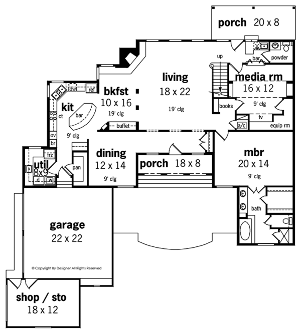 House Design - Country Floor Plan - Main Floor Plan #45-458
