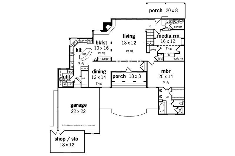 Home Plan - Floor Plan - Main Floor for Country House Plan #45-458 - 4 bed, 4.5 bath