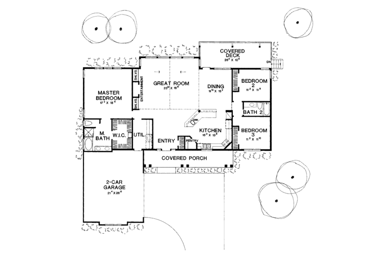 Dream House Plan - Floor Plan - Main Floor for Country House Plan #472-156 - 3 bed, 2 bath