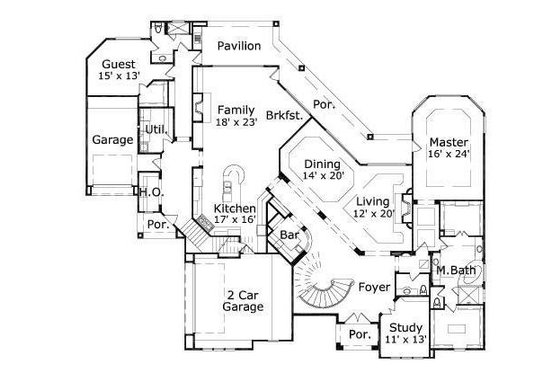 Floor Plan - Main Floor for European House Plan #411-373 - 5 bed, 5.5 bath