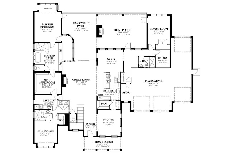 House Blueprint - Floor Plan - Main Floor for Traditional House Plan #1058-225 - 4 bed, 5 bath