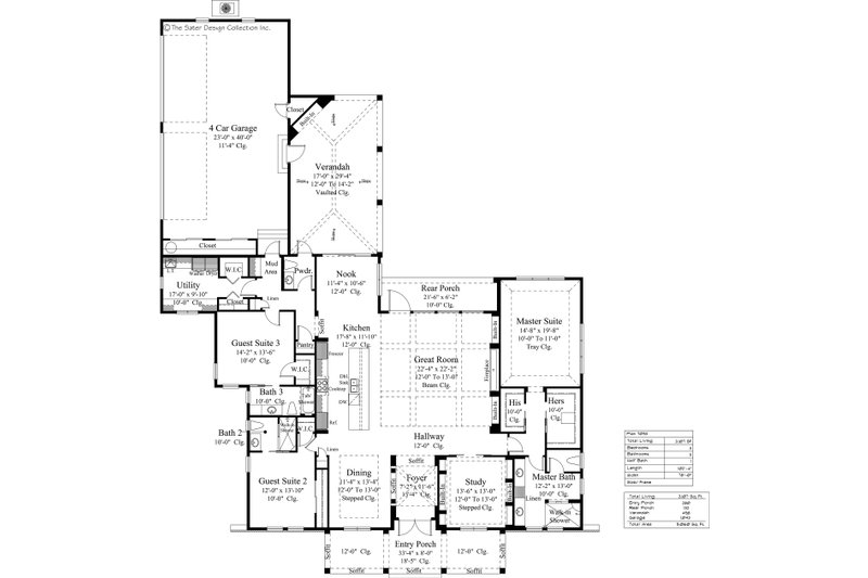 Architectural House Design - Floor Plan - Main Floor for Craftsman House Plan #930-522 - 3 bed, 3.5 bath