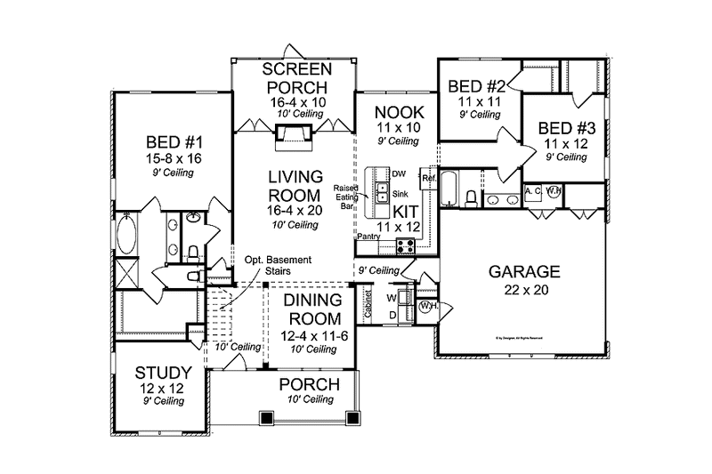 Home Plan - Floor Plan - Main Floor for Traditional House Plan #513-2133 - 3 bed, 2.5 bath